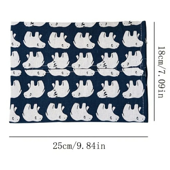 Tissue Holder Bear Fabric Navy & White - Picture 2 of 2